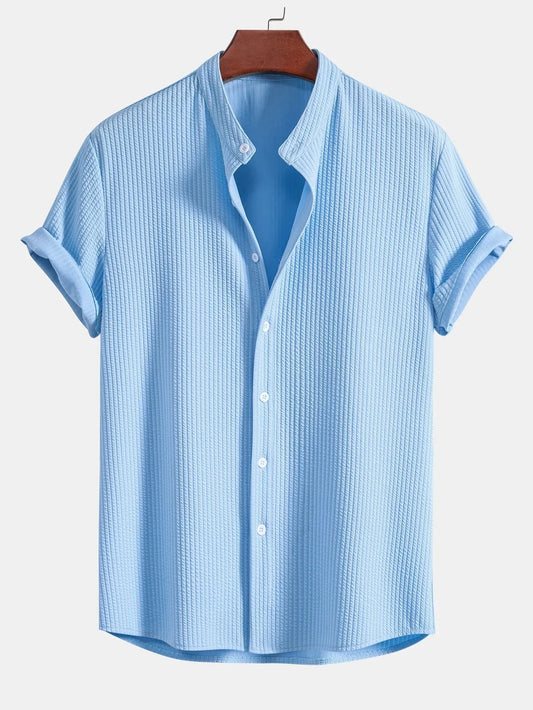 Chemise Polo Homme Lin Coton Classique avec Col Montant - BerlinGlamour