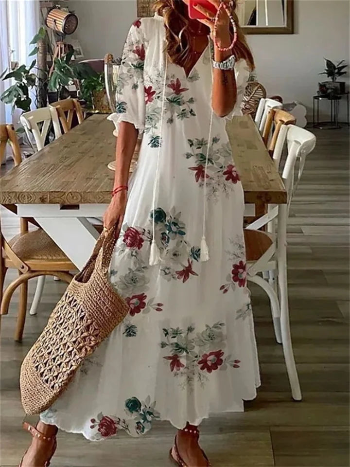 Robe Femme en Soie Fleuri Élégant pour Cocktail - PanierRoyale