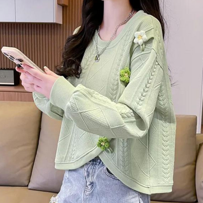 Pull Fleuri Femme Élégant et Doux