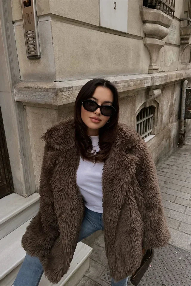 Manteau en Peluche Doux et Confortable pour Femme