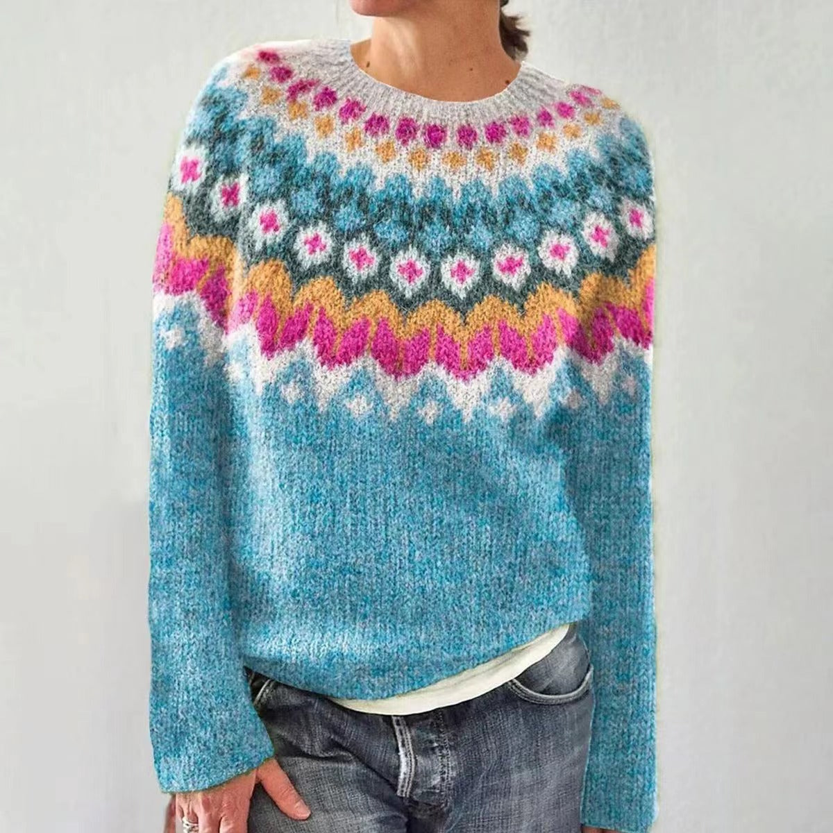 Pull Femme Hiver Chaud et Doux à Carreaux