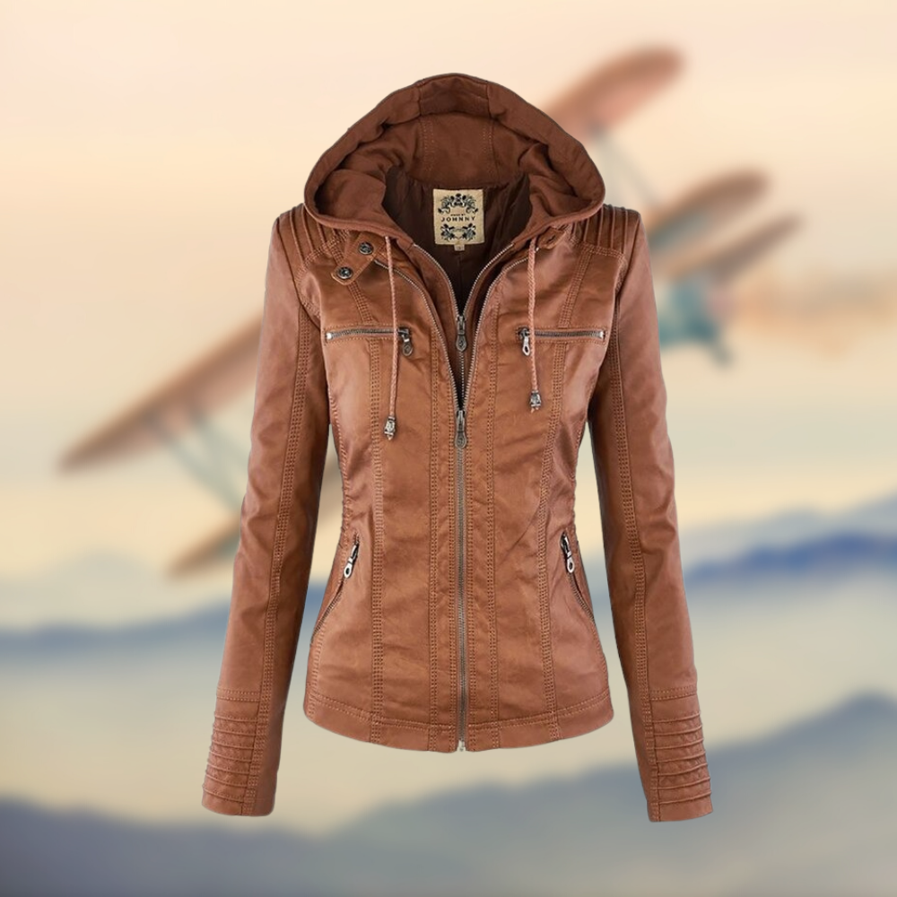 Veste Cuir Féminine Noir Élégante et Chaude - PanierRoyale