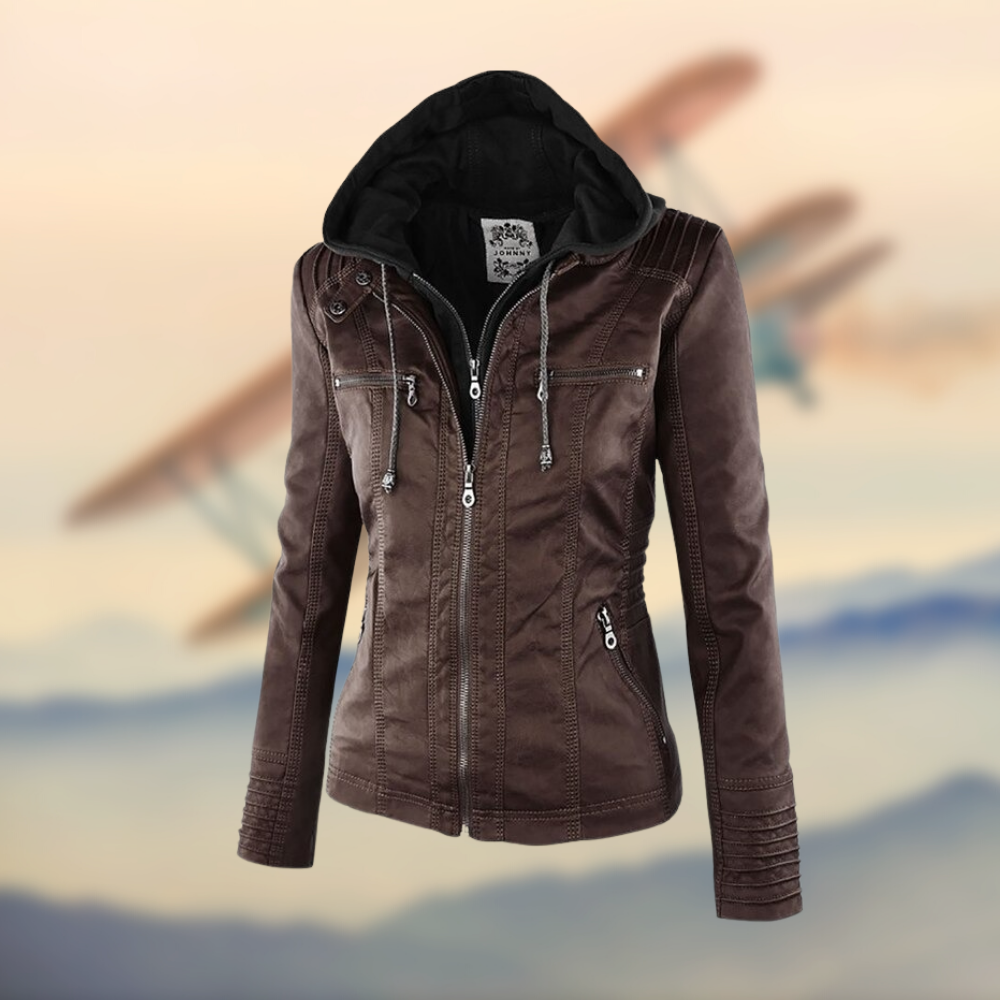 Veste Cuir Féminine Noir Élégante et Chaude