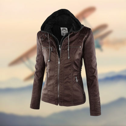 Veste Cuir Féminine Noir Élégante et Chaude