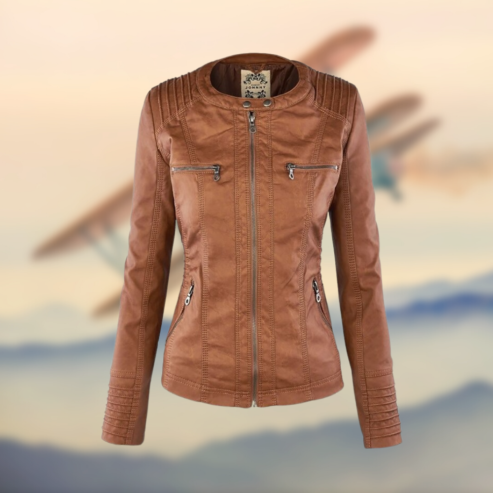 Veste Cuir Féminine Noir Élégante et Chaude