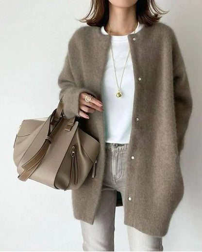 Gilet femme en laine épaisse marron avec zip