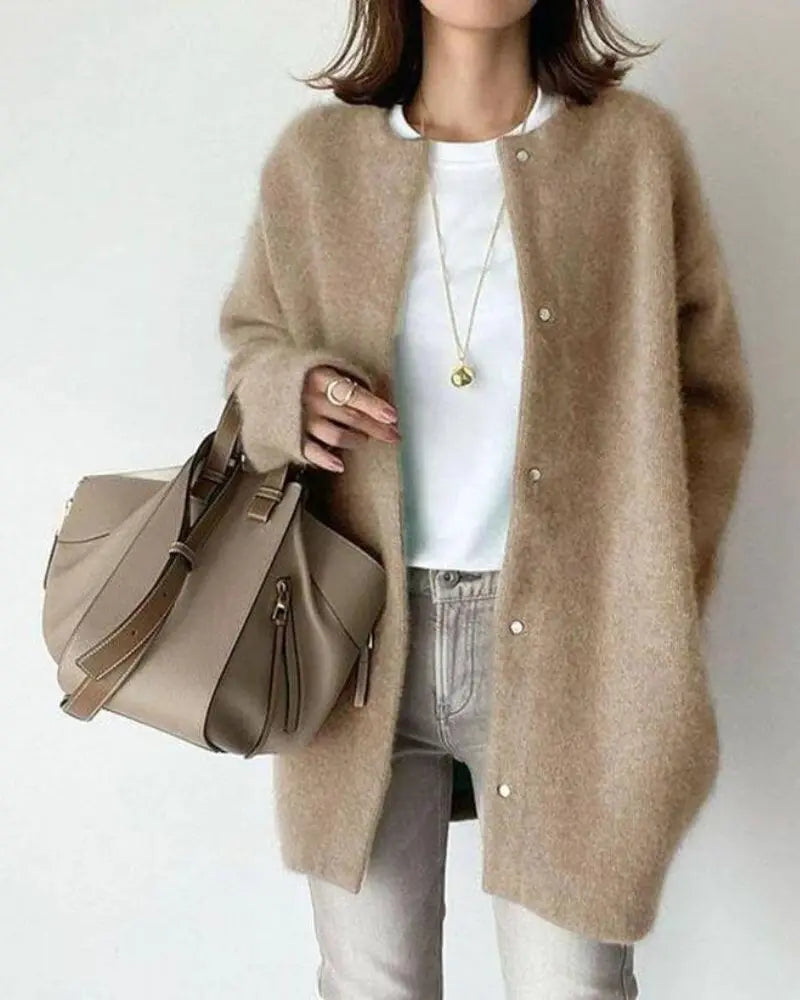 Gilet femme en laine épaisse marron avec zip - PanierRoyale