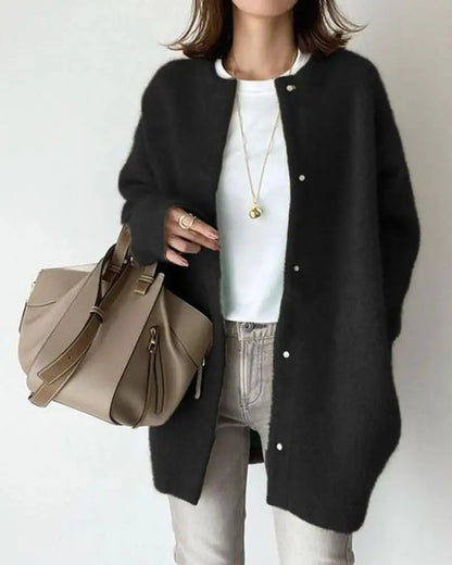 Gilet femme en laine épaisse marron avec zip