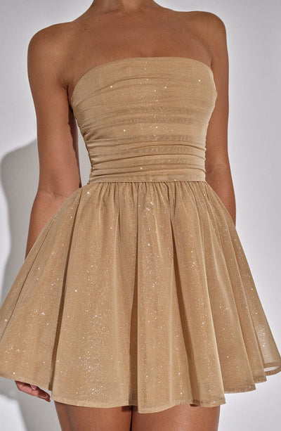 Robe Courte Éclairante avec Décolleté Plunging et Jupes amples