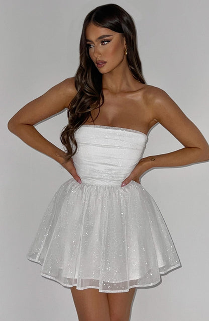 Robe Mini Blanche Paillettes