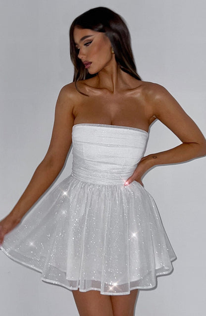 Robe Mini Blanche Paillettes