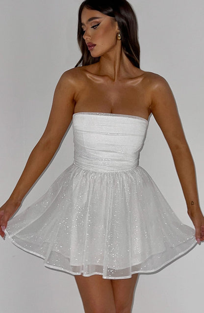 Robe Mini Blanche Paillettes