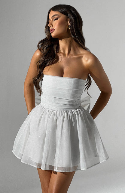 Robe Mini Blanche Paillettes