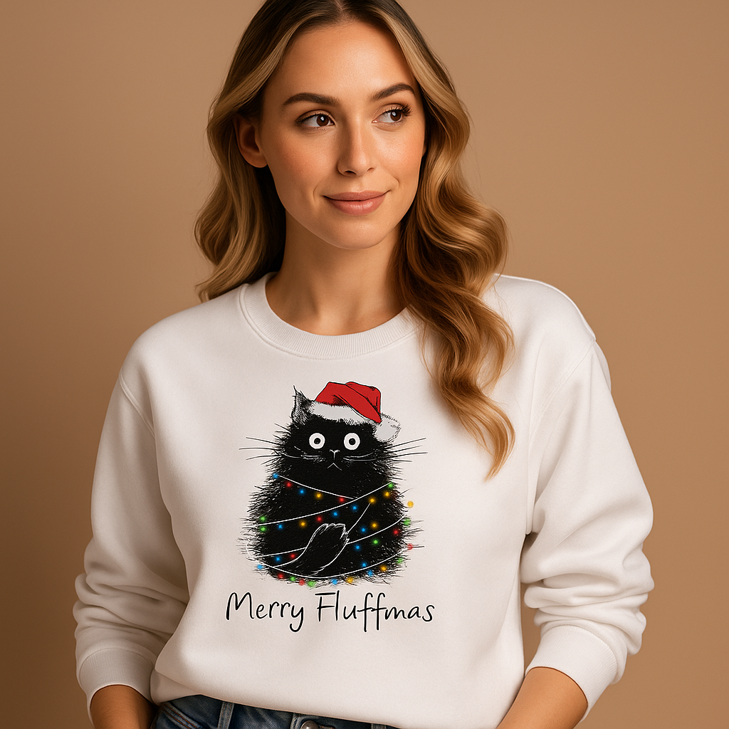 Sweat à manches longues femme hiver avec chat câlin - PanierRoyale