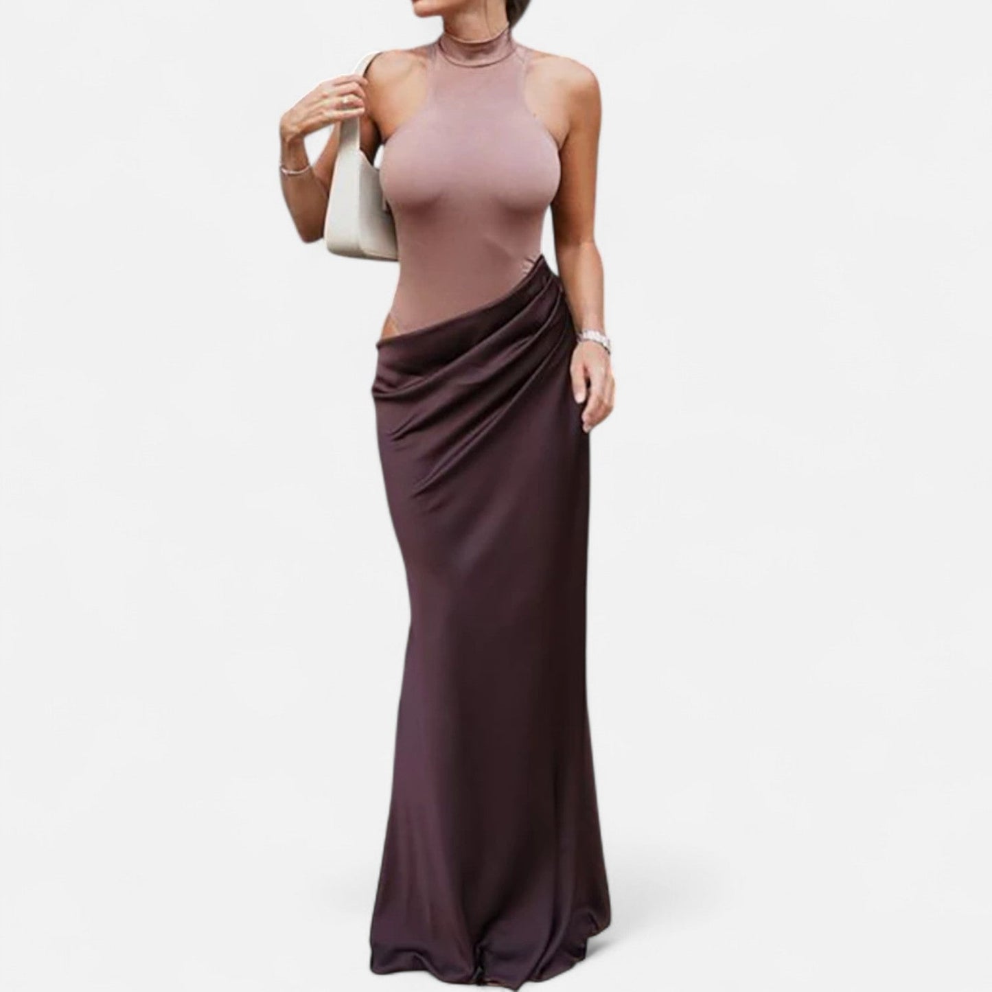 Robe Femme Longue Été avec Décolleté et Col Haut