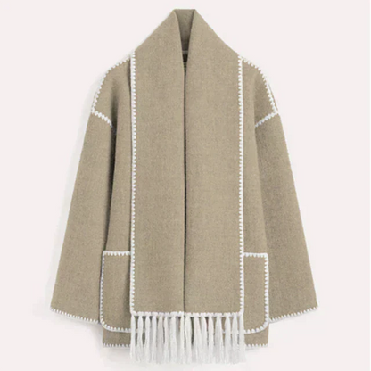 Manteau Hiver Élégant à Franges Contrastes Modernes