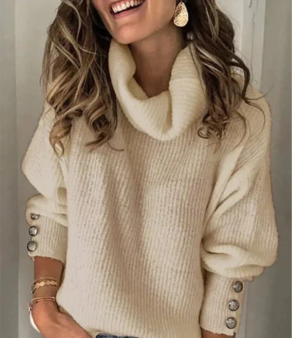 Pull Femme Col Roulé Chaud et Doux pour Hiver