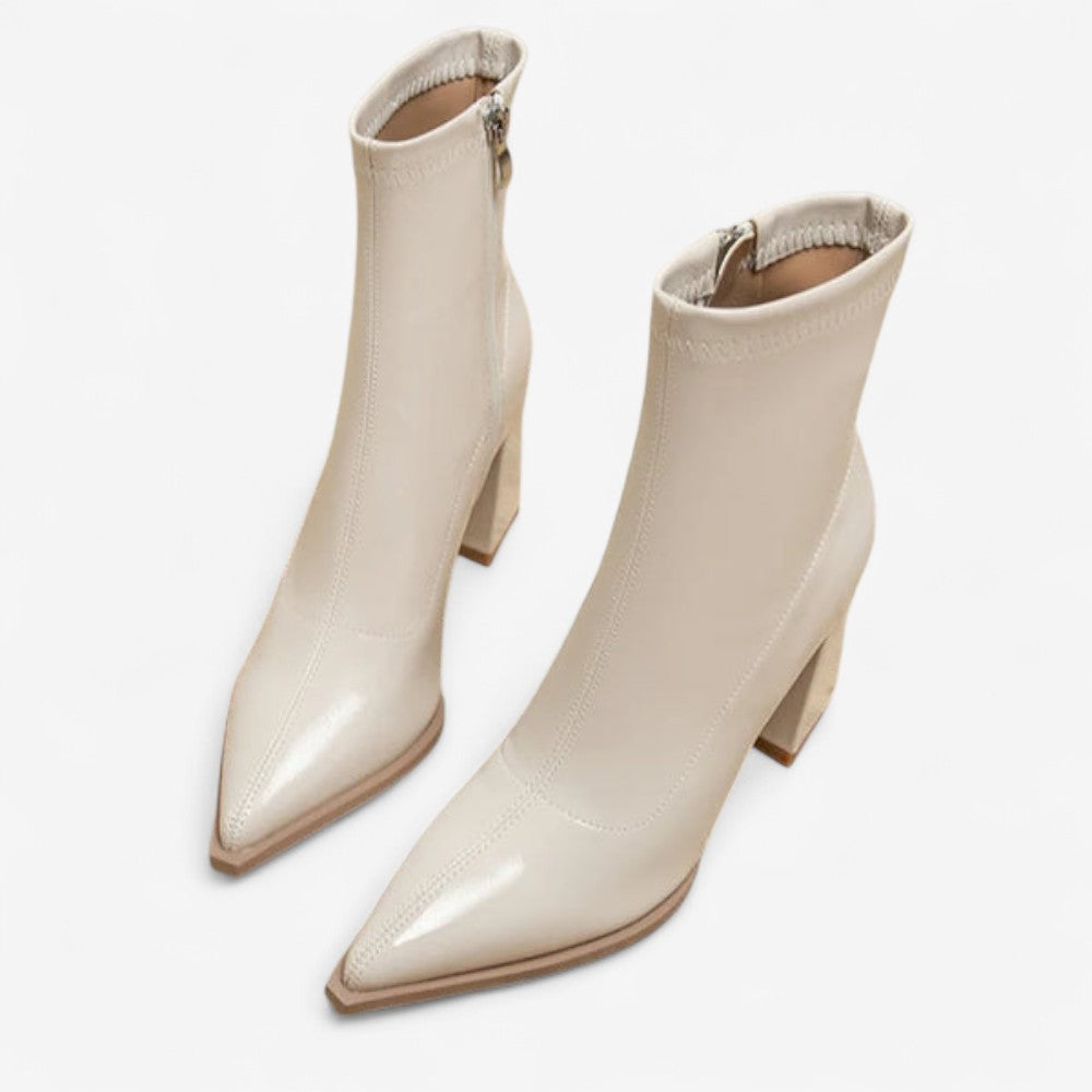Bottines Féminines à Talon Haut avec Fermeture Éclair