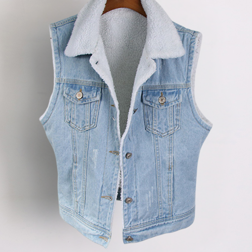 Gilet Denim Hiver Féminin Élégant
