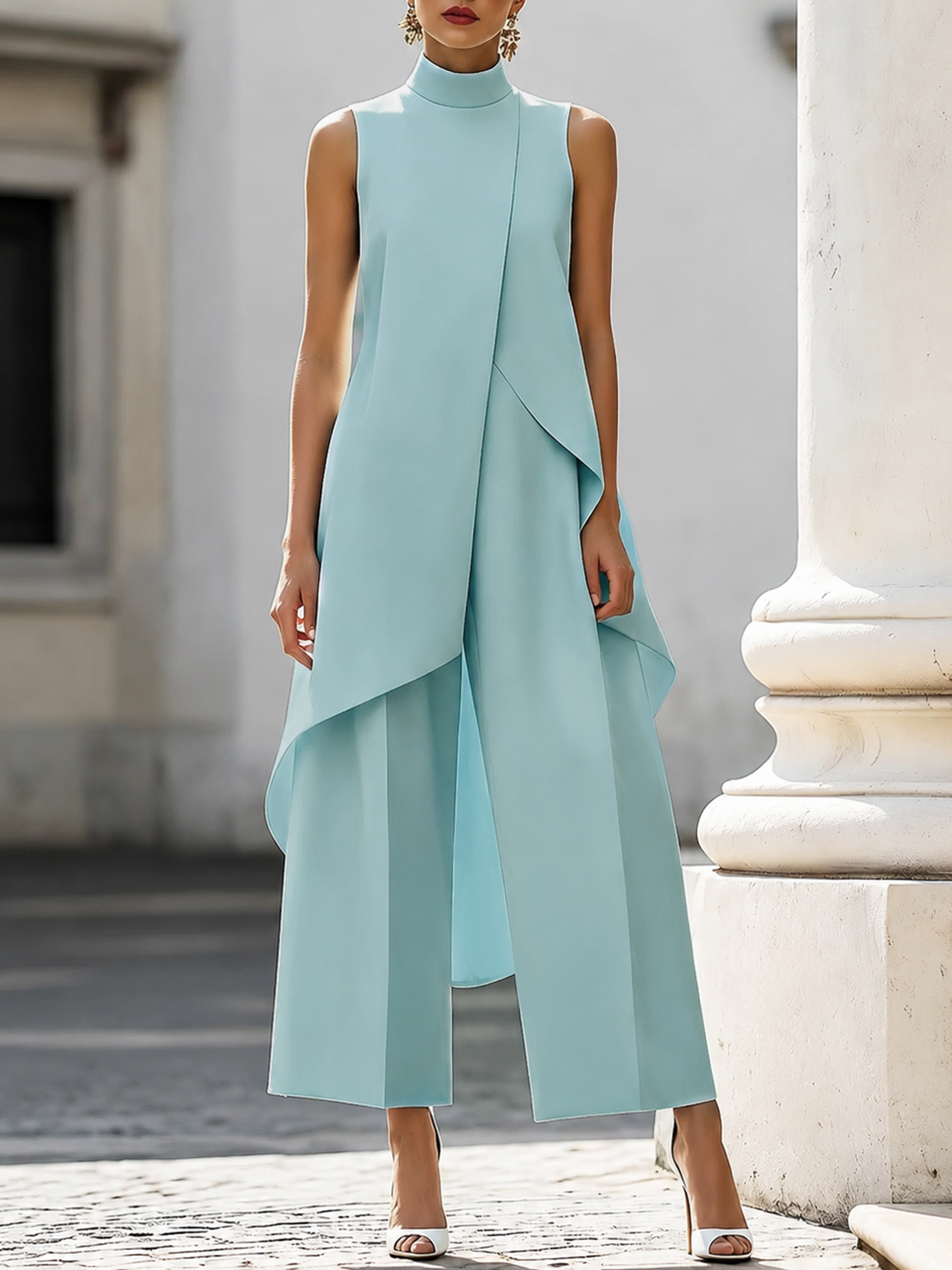 Combinaison Femme Col Montant Coupe Asymétrique
