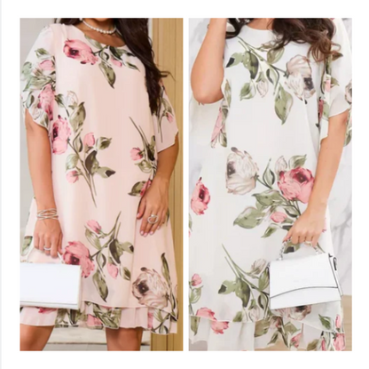 Robe Femme Mousseline Fluide Coupe A Manches Courtes