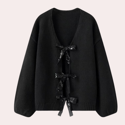 BETTY - Cardigan Classique avec Nœud pour Femmes