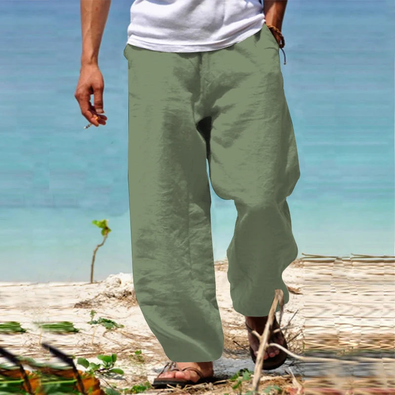 Pantalon Lin Clair Décontracté pour Été