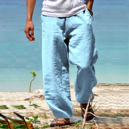 Pantalon Lin Clair Décontracté pour Été