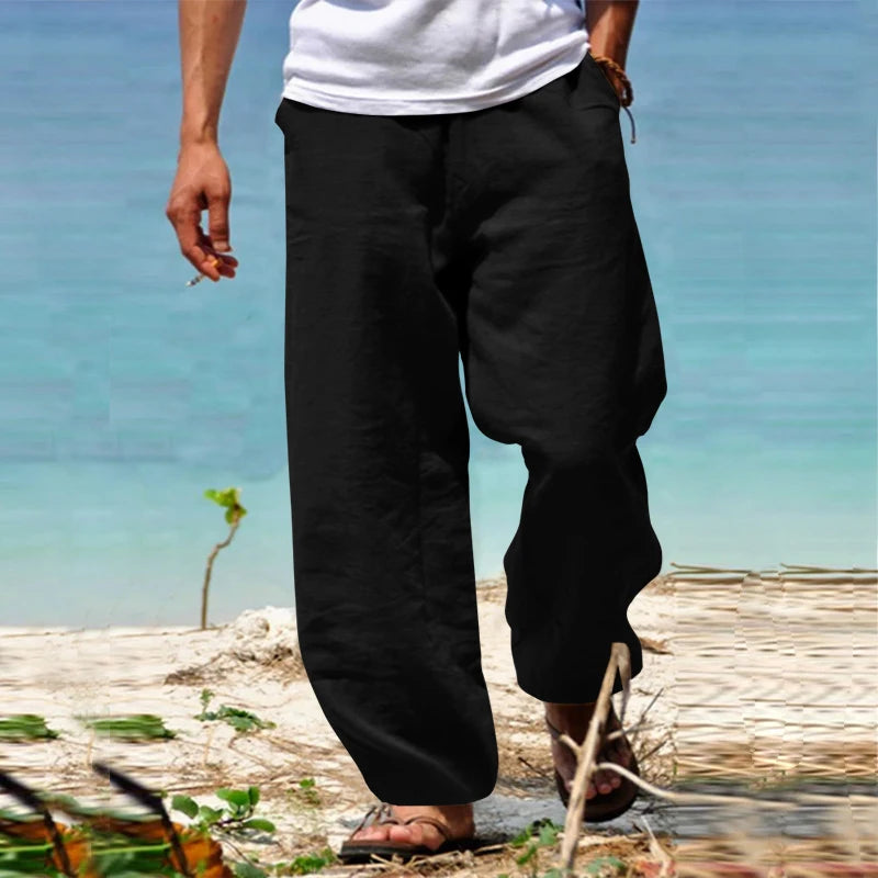 Pantalon Lin Clair Décontracté pour Été