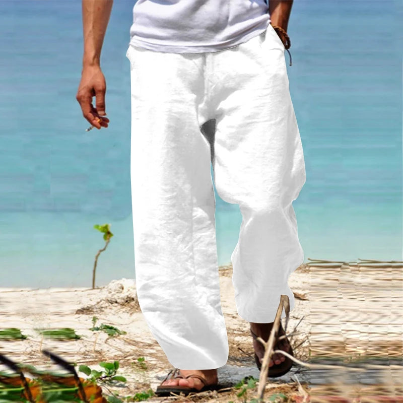 Pantalon Lin Clair Décontracté pour Été - PanierRoyale