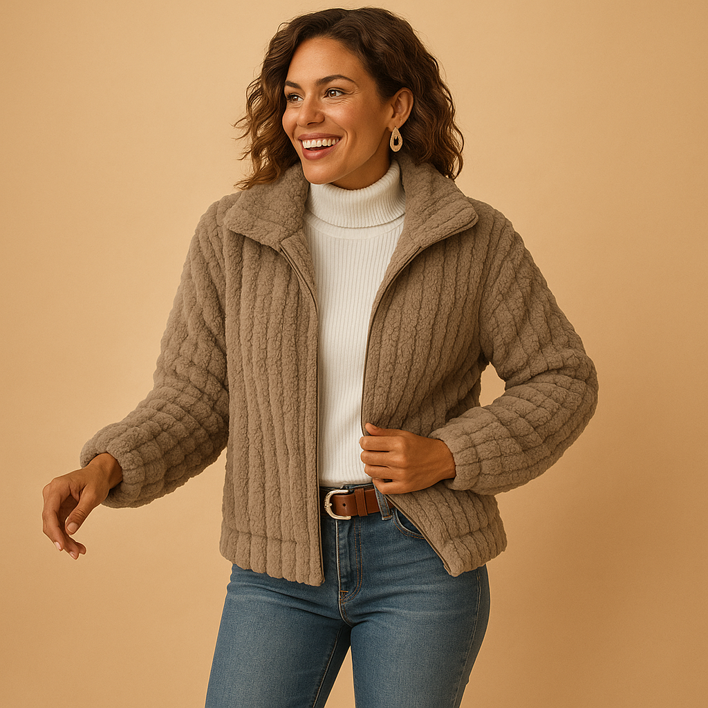 Veste mi-saison fausse fourrure élégante pour femme