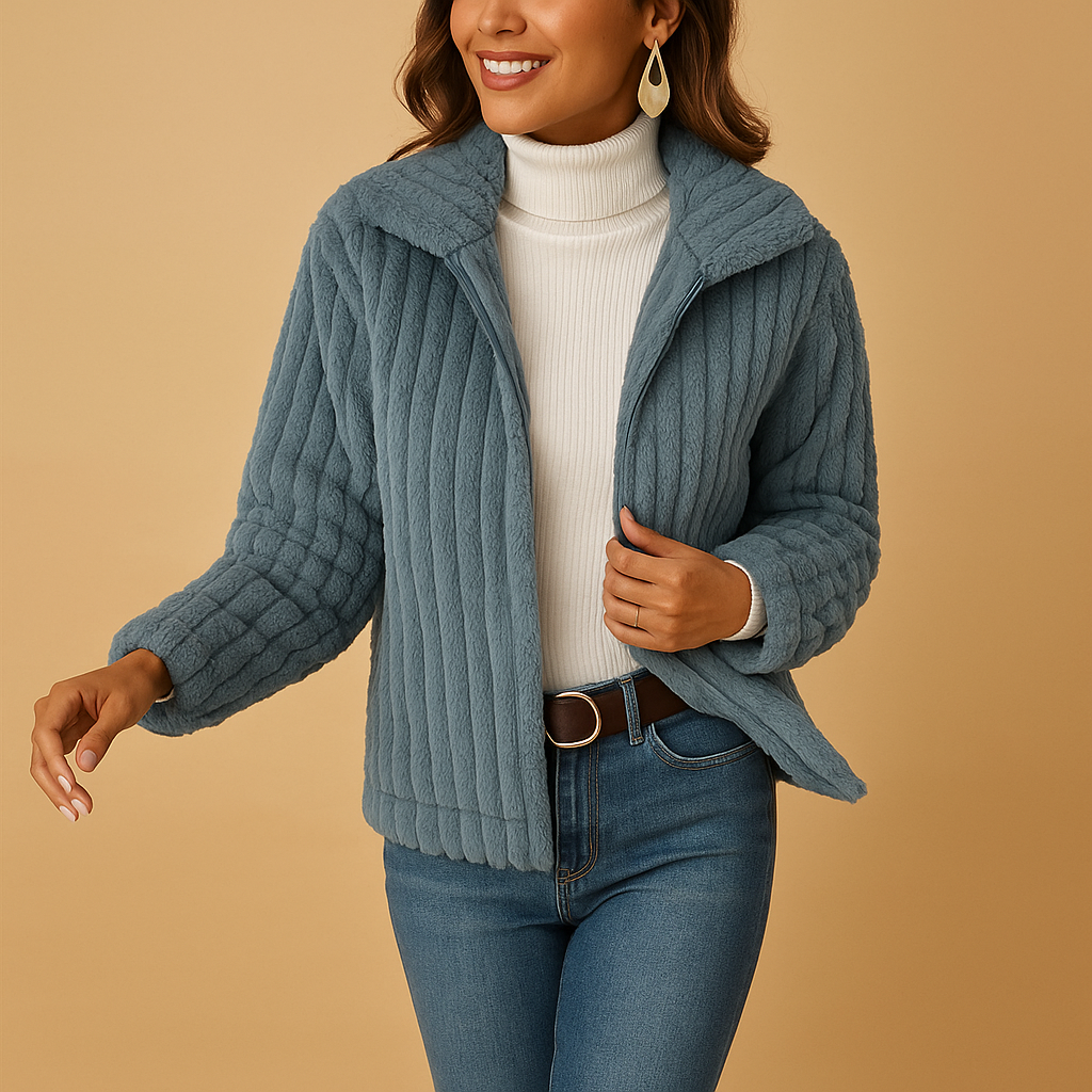 Veste mi-saison fausse fourrure élégante pour femme