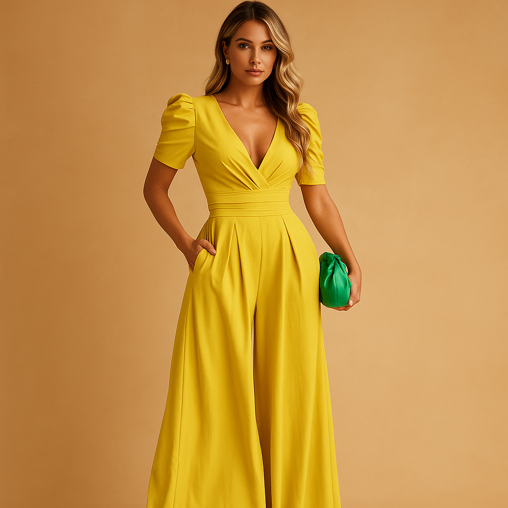Robe Courte Cintrée Col en V pour Femme