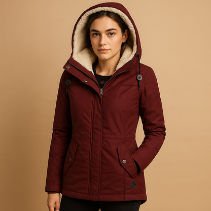 Blouson Femme Hiver Doublé Polaire Vert Foncé Chic
