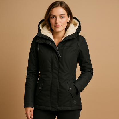Blouson Femme Hiver Doublé Polaire Vert Foncé Chic