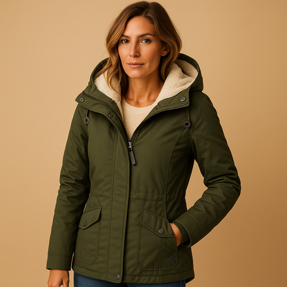 Blouson Femme Hiver Doublé Polaire Vert Foncé Chic - PanierRoyale