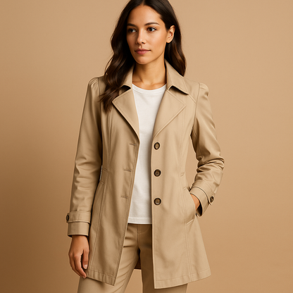 Trenchcoat Femme Boutonnage Classique Coupe Droite