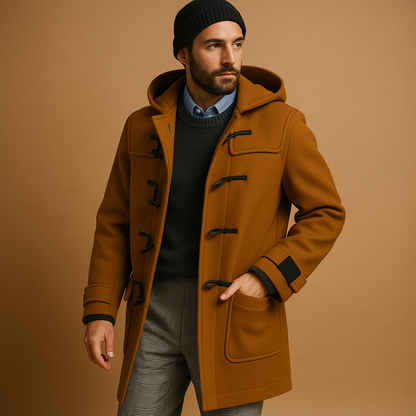 Manteau Homme Long Slim Élégant avec Poches et Fermeture Éclair