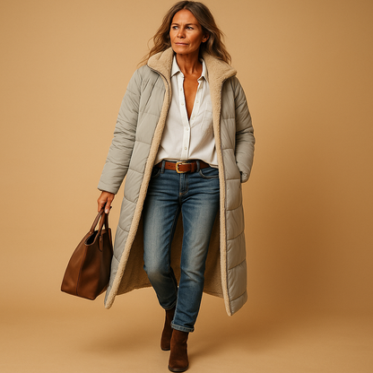 Manteau femme hiver long capuche noir polaire douche