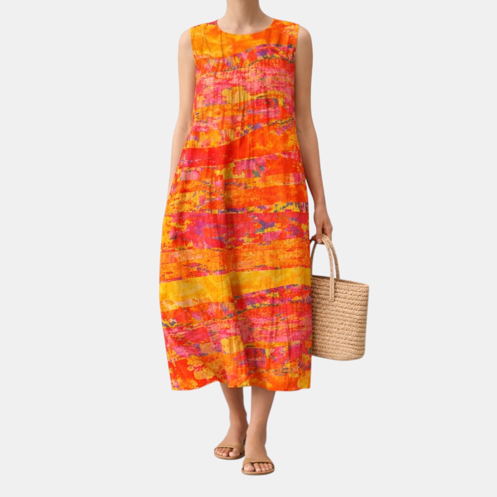 Robe midi Femme Coton Viscose Sans Manches