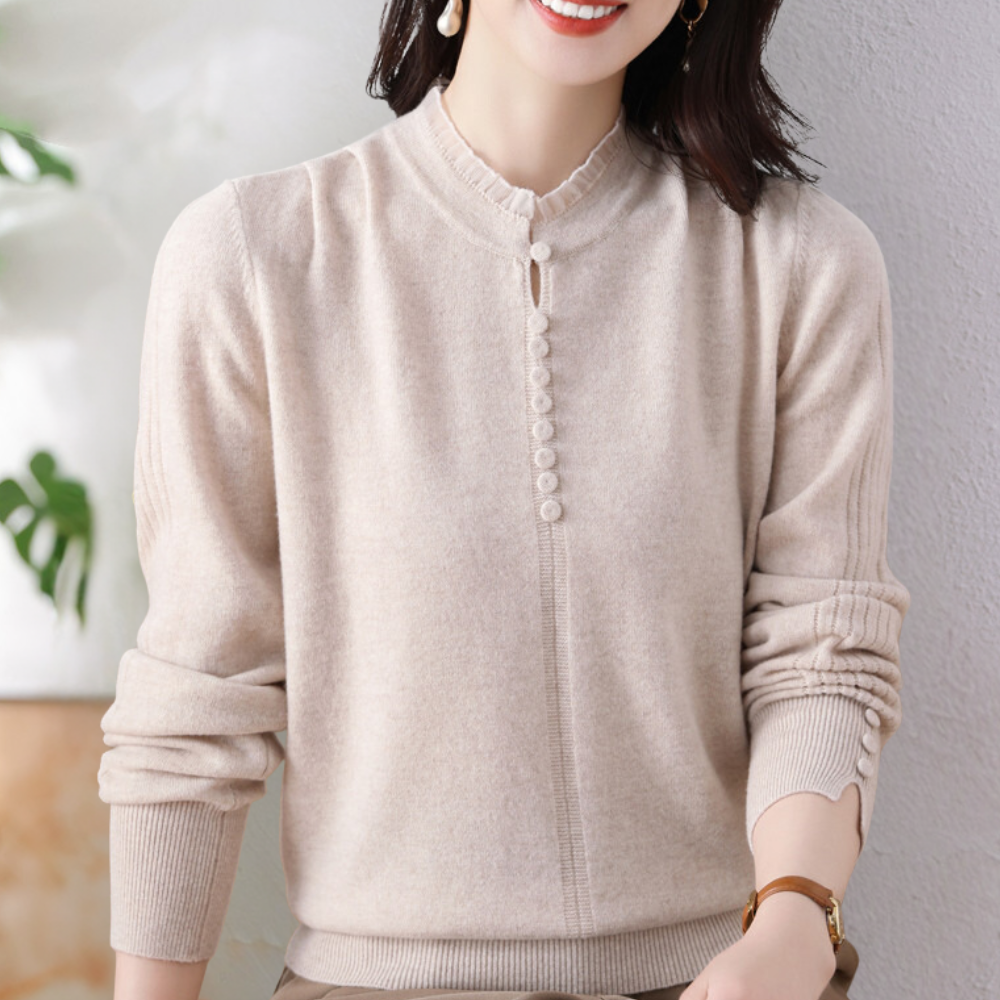 Pull Femme Élégant à Boutons en Maille Fine