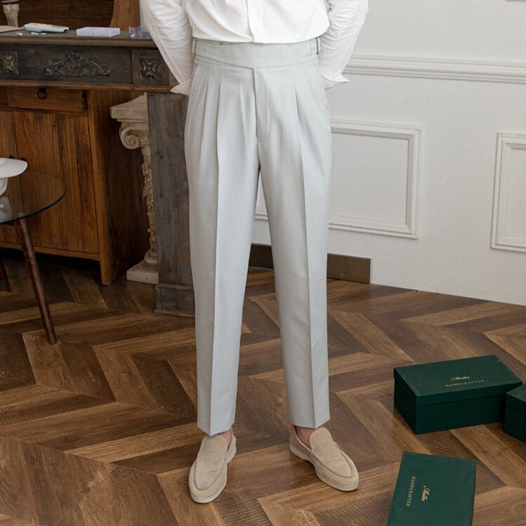 Pantalon Homme Chic Slim avec Ceinture Élastique pour Mariage