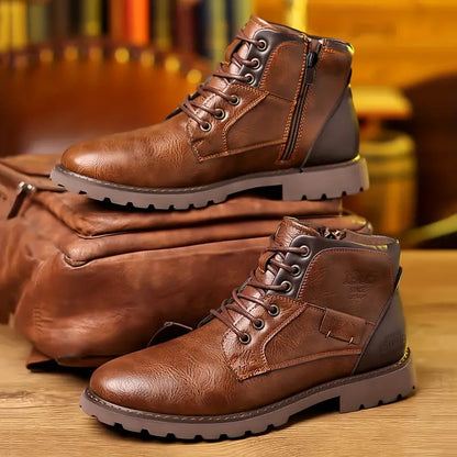 Bottines Homme Cuir Brun Chaussures Décontractées - PanierRoyale