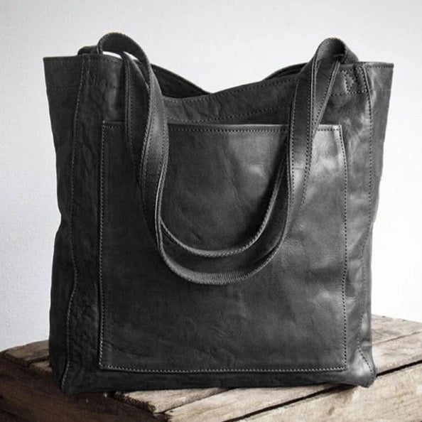 Sac à main cuir marron avec poignées courtes