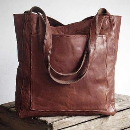 Sac à main cuir marron avec poignées courtes