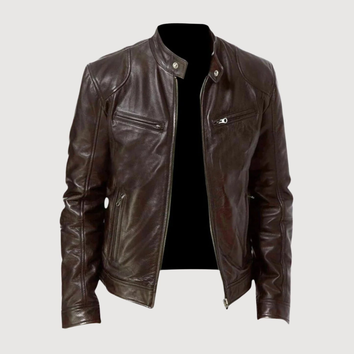 Blouson Moto Homme Cuir Noir Élégant