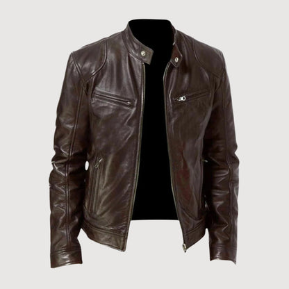 Blouson Moto Homme Cuir Noir Élégant