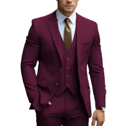 Costume Homme Classique 3 Pièces Noir avec Cravate Brun