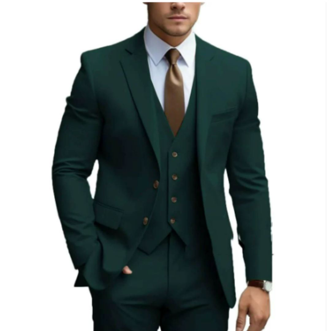 Costume Homme Classique 3 Pièces Noir avec Cravate Brun - PanierRoyale