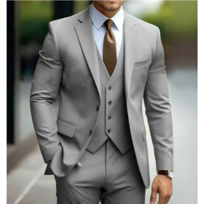 Costume Homme Classique 3 Pièces Noir avec Cravate Brun